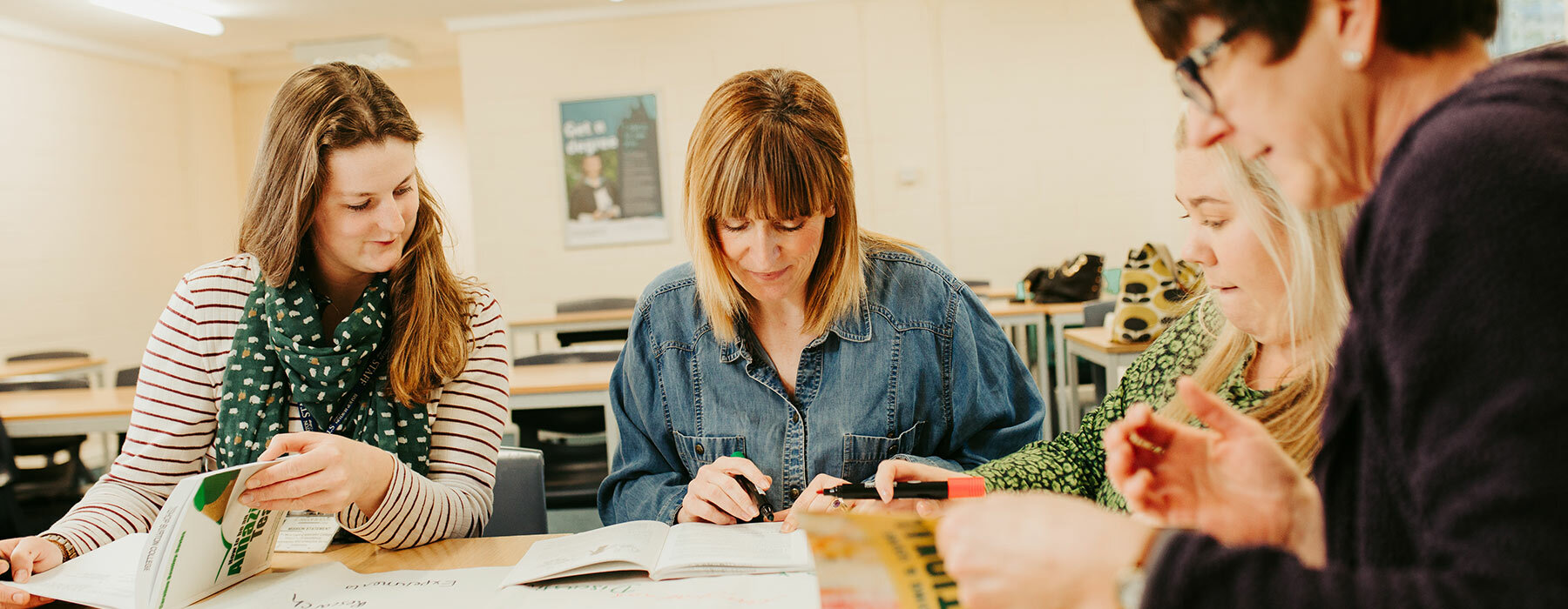 Students learning together with text books