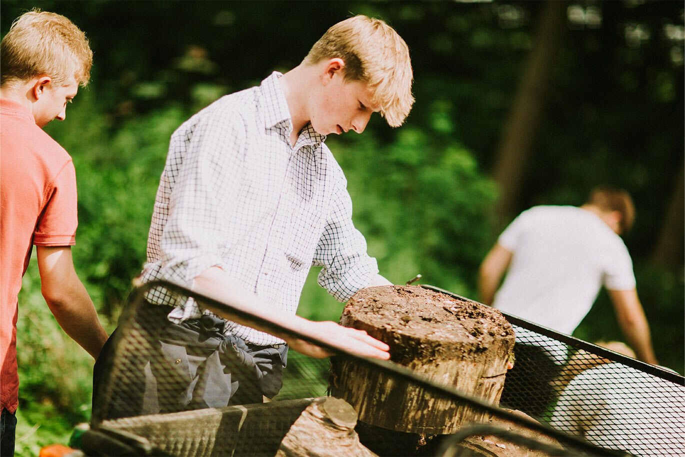 Agriculture student learning in woodland