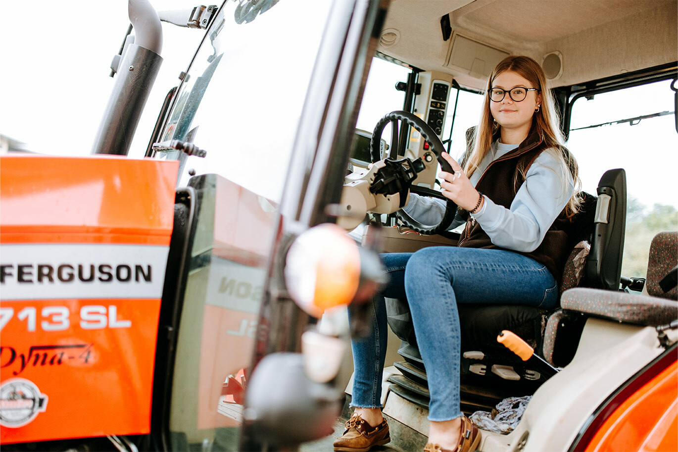 Agriculture student sat in tractor