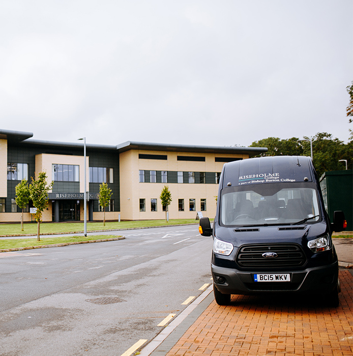 College mini bus outside Riseholme College thumb