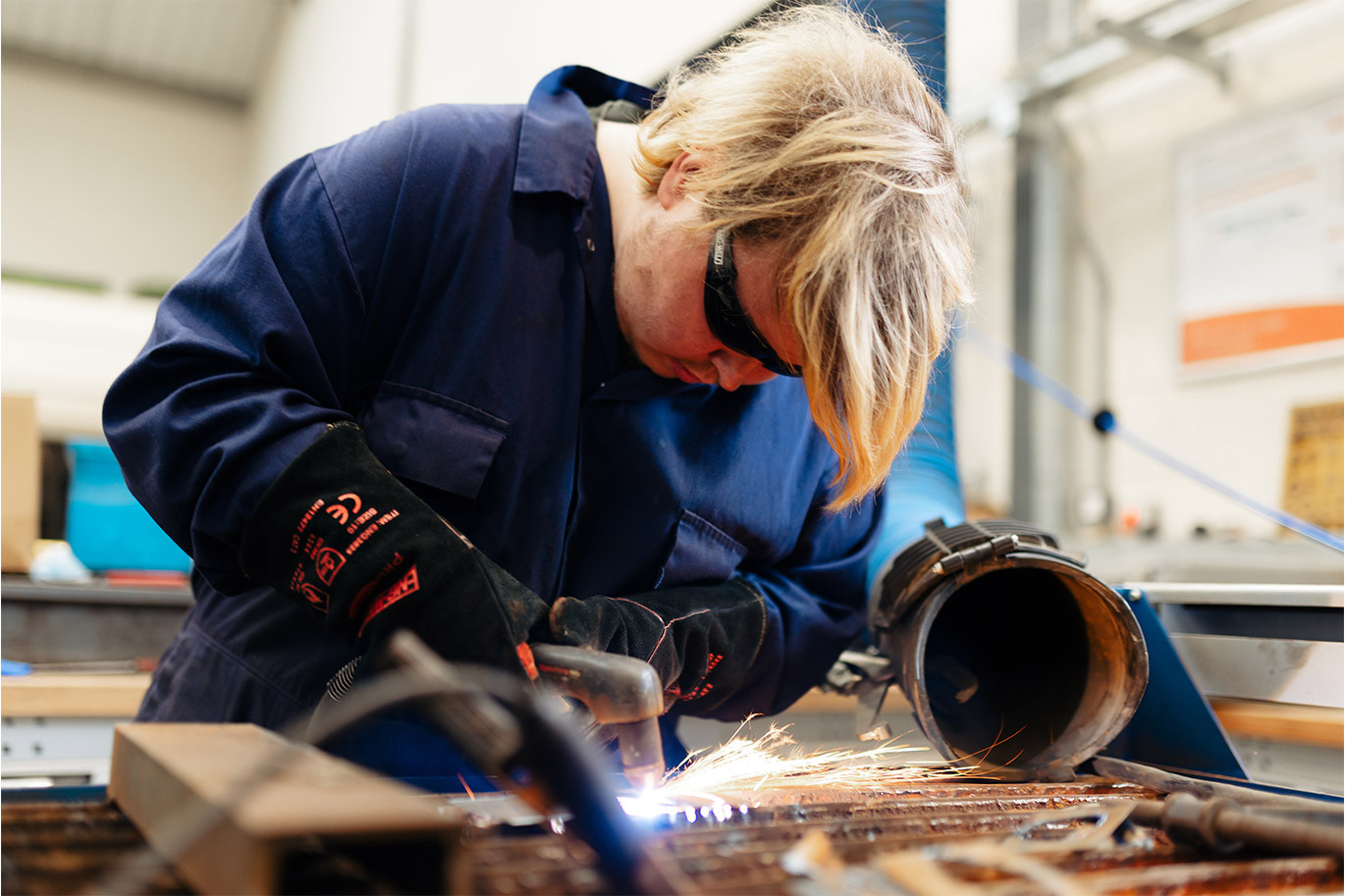 Engineering student in workshop