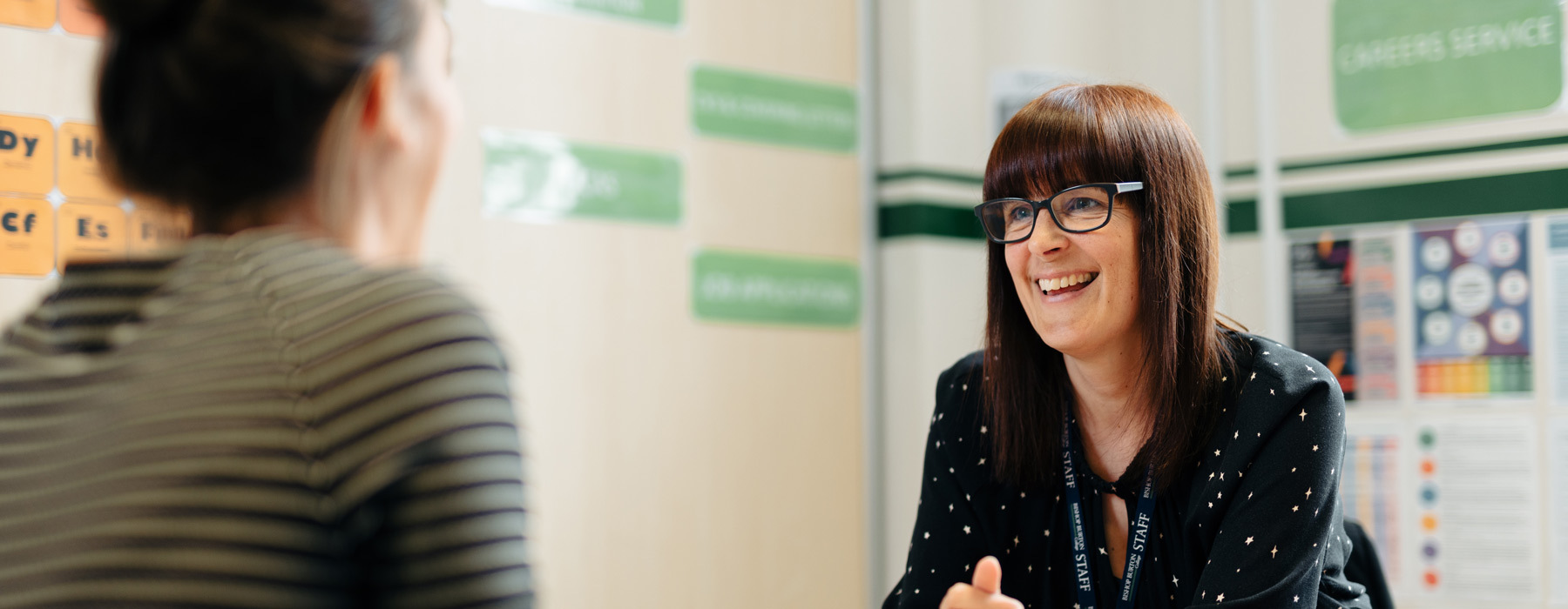 Grad career support banner Careers Advisor supporting a student