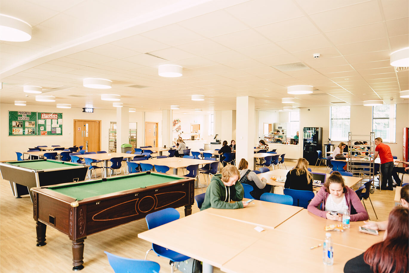 Students sat in canteen at Riseholme College
