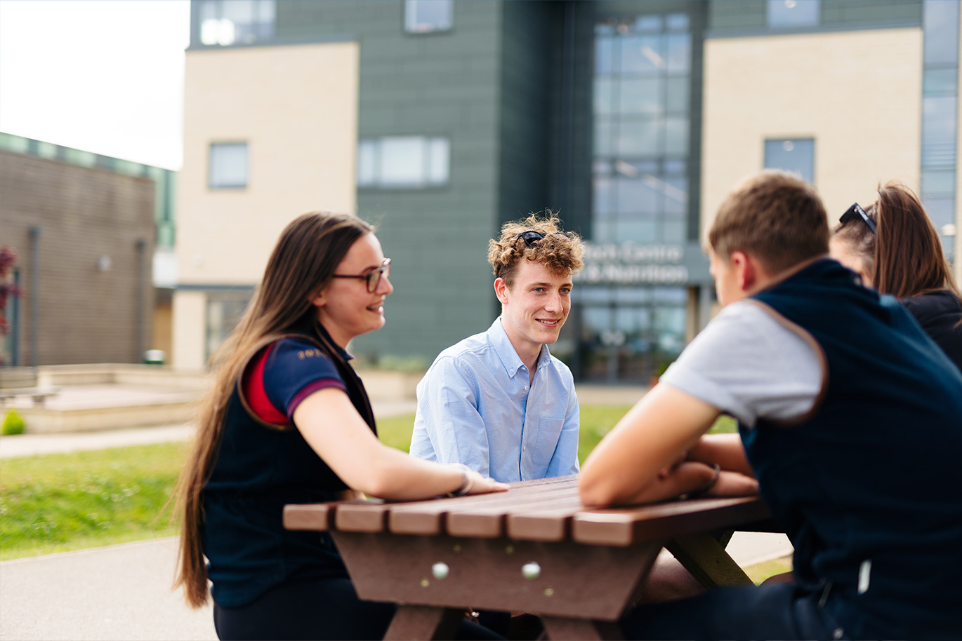 Students sat outside Riseholme College