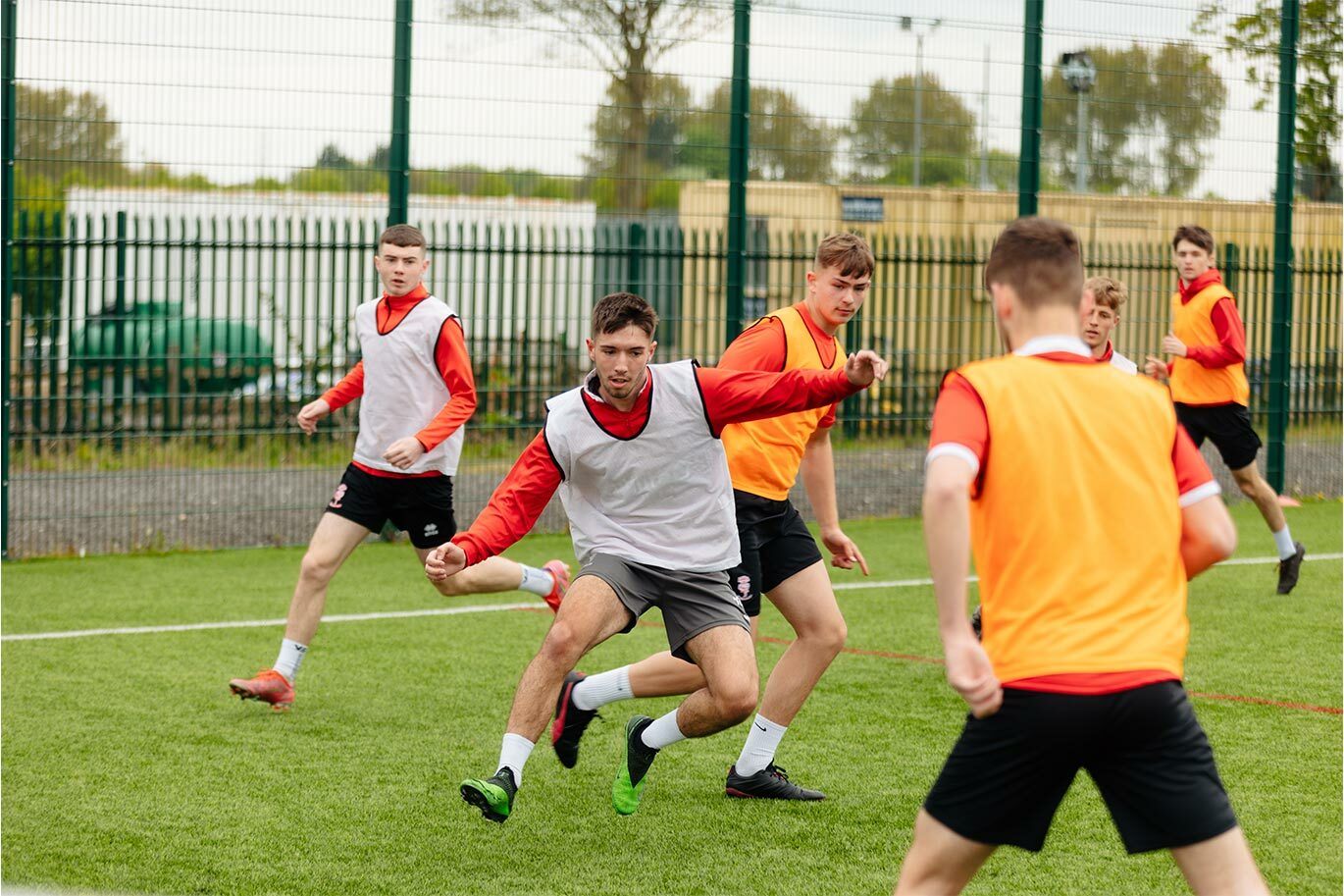 Students studying the Lincoln City Academy course football training