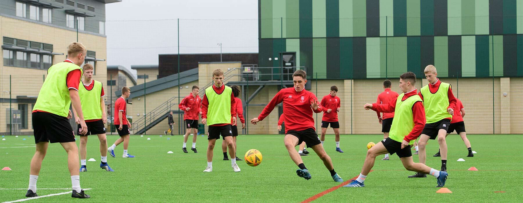 Students training as part of the Lincoln City Academy at Riseholme College