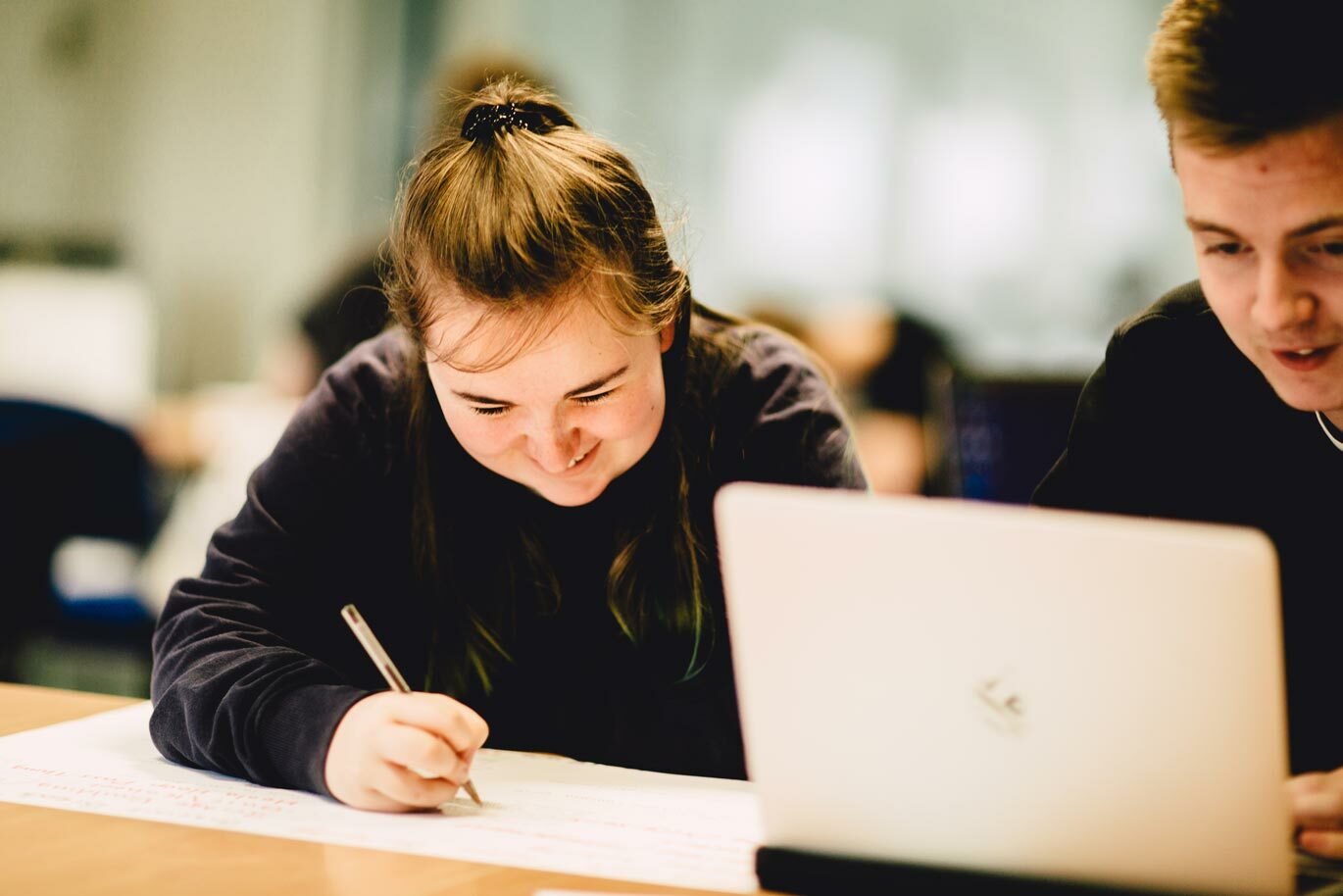 Students working together on Business project